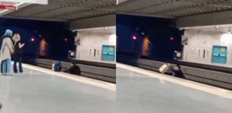 Metroda tehlikeli hareket: Raylara atlayarak karşıya geçti