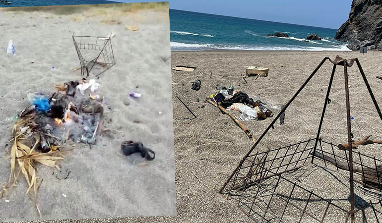 Koruma altındaki caretta caretta yuvasının üzerinde mangal yaptılar