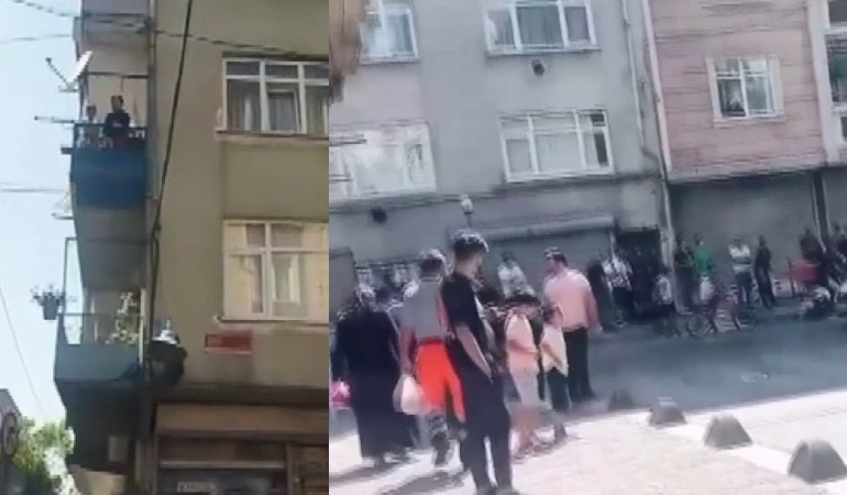 Esenler’de hareketli anlar… Balkona çıkıp ‘beni kurtarın’ diye bağırdı