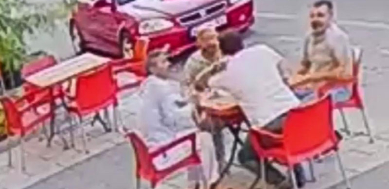 Çay içerken yorgun mermi isabet etti! O anlar kamerada