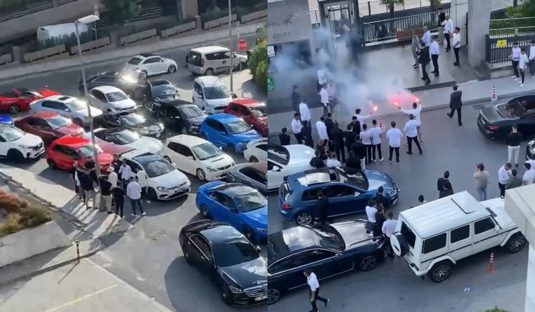 Düğün konvoyunda lüks araçlarla drift attılar