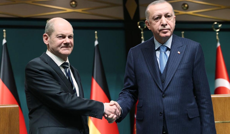 Erdoğan, Almanya Başbakanı Scholz ile görüştü: Egemen Filistin Devleti şart