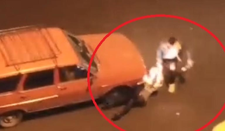 Sokakta korkunç anlar… Kadını saçından tutup sürükledi!