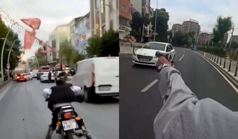 Motosikletli maganda trafikte ateş açtı