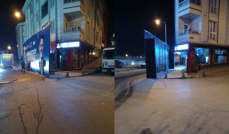 Erdoğan mitingi öncesi Kent Lokantası Murat Kurum afişiyle kapatıldı