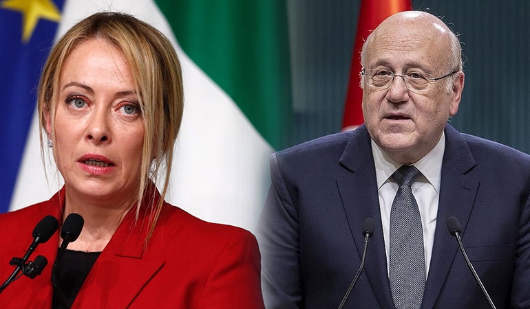 Lübnan Başbakanı Mikati, Meloni yerine yardımcısını öptü