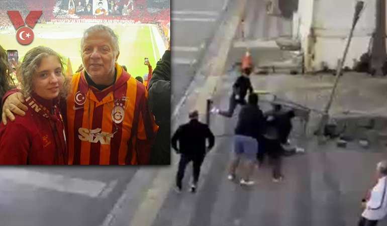 Kadıköy’de Galatasaraylı baba ve kıza saldırı kamerada
