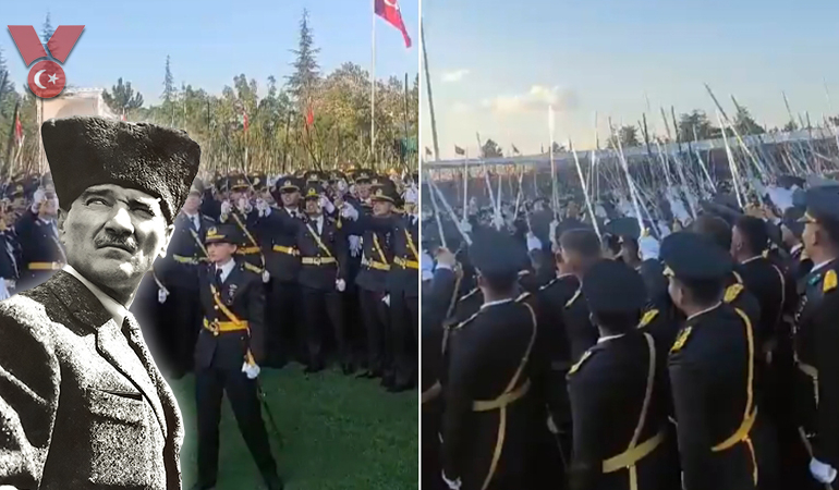 Teğmenler mezuniyette kılıçları çekti… ‘Mustafa Kemal’in askerleriyiz’