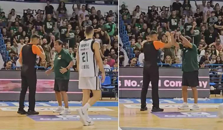 Panathinaikos-Maccabi maçında skandal pankart! Ergin Ataman çılgına döndü
