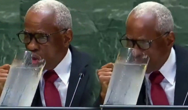 Haiti liderinin BM kürsüsünde yaptığı hareket gündem oldu