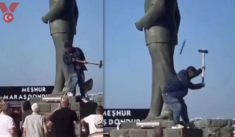 Ayvalık’ta Atatürk heykeline balyozla saldırı: Vatandaşlar müdahale etti, gözaltına alındı!