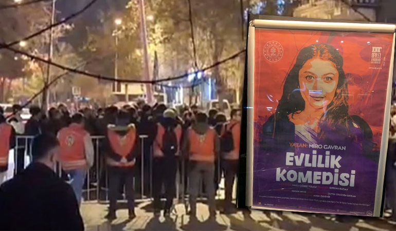 Hüda Par çağrı yaptı… Tekbir getirip tiyatro bastılar!