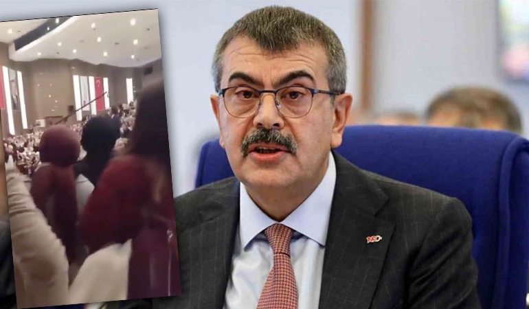 Milli Eğitim Bakanı Yusuf Tekin’e protesto… Korumalar müdahale etti!