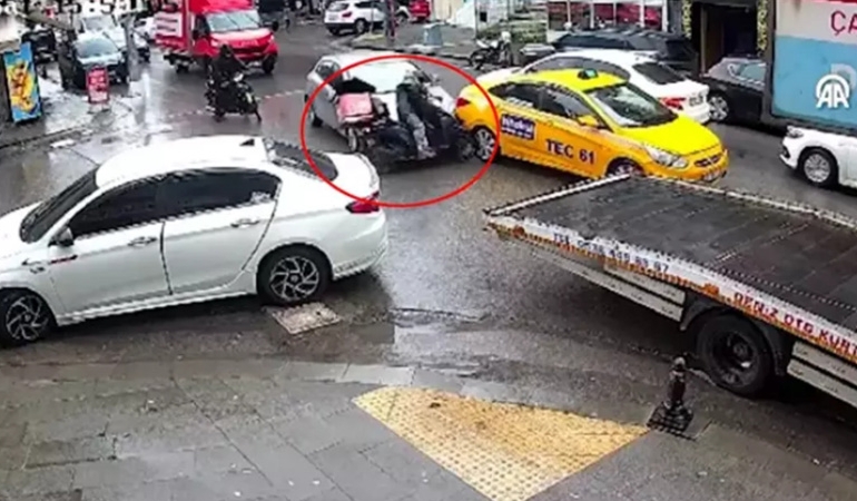 Pendik’te dikiz aynasını kırdığı otomobilin ezdiği motosikletli olay anını anlattı