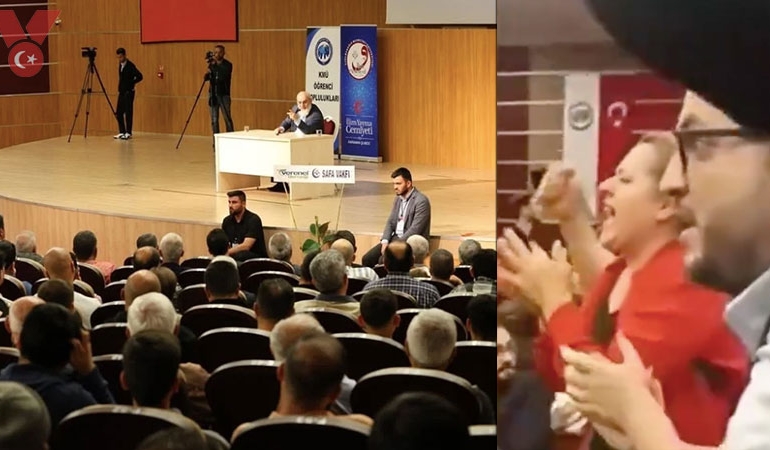 Nurettin Yıldız bu kez Karaman’da protesto edildi: AKP’li yöneticiler kalkan oldu… İl Milli Eğitim Müdürü de plaket verdi!