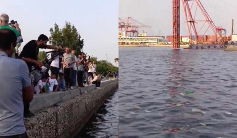 Mersin’de gıda dolu şişeler ‘Gazze’ye ulaşması’ için denize bırakıldı