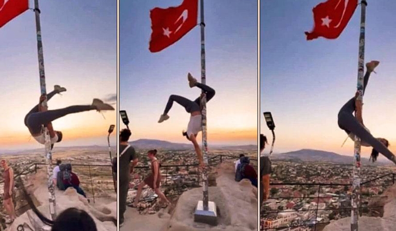 Türk bayrağında direk dansına soruşturma