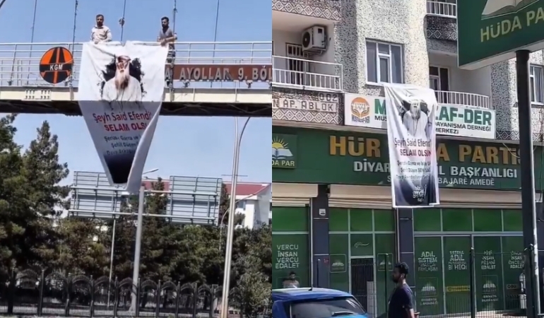 Hüda Par, Cumhuriyet düşmanı Şeyh Sait’in afişlerini astı!