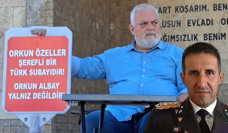 Komutanından tutuklu emekli albay Orkun Özeller’e destek eylemi