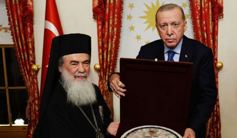Erdoğan, Kudüs Rum Ortadoks Patriği Giannopoulos ile görüştü