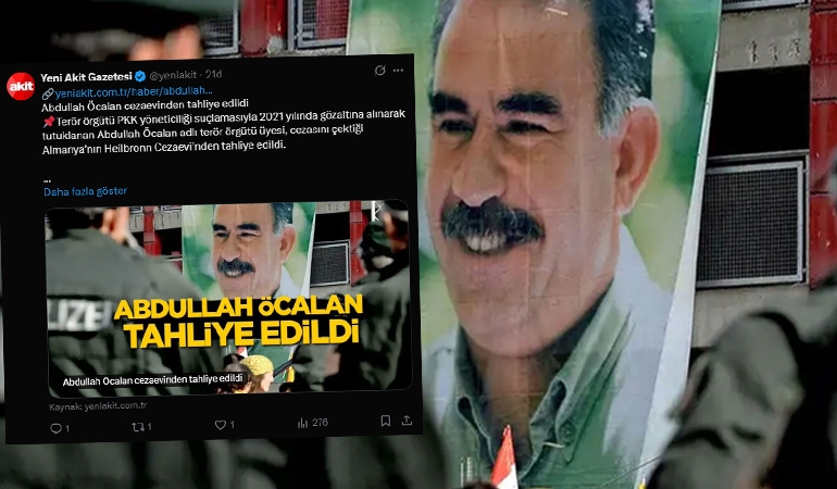 Yeni Akit’ten ‘Abdullah Öcalan tahliye edildi’ manşeti