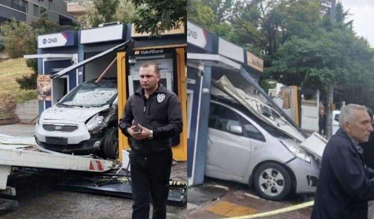 Ankara’da bir vatandaş, arabayla ATM’ye girdi