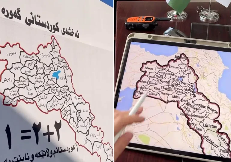 Okul duvarlarına çizildi, ders diye anlatıldı… Barzanilerden Türkiye’yi bölen harita skandalı!