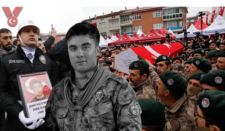 En acı veda… Şehit polis Emre Albayrak silah arkadaşlarının omuzlarında!