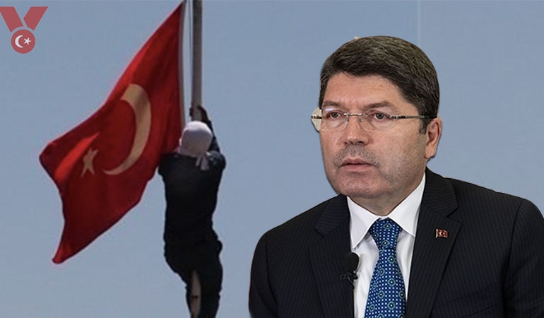 Bakan Tunç duyurdu… Türk bayrağına alçak saldırıya 14 gözaltı!