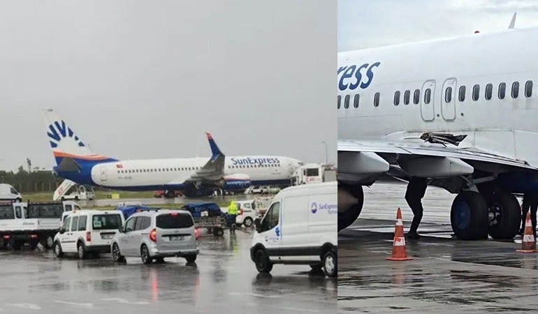 Antalya Havalimanı’nda panik anları… Kalkışa hazırlanan uçağın tekerleği koptu