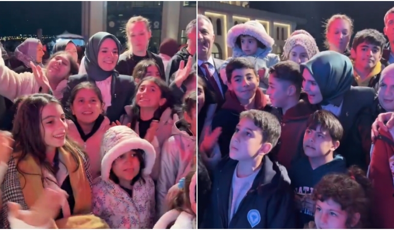Aile Bakanı Göktaş, çocuklarla birlikte ilahi söyledi