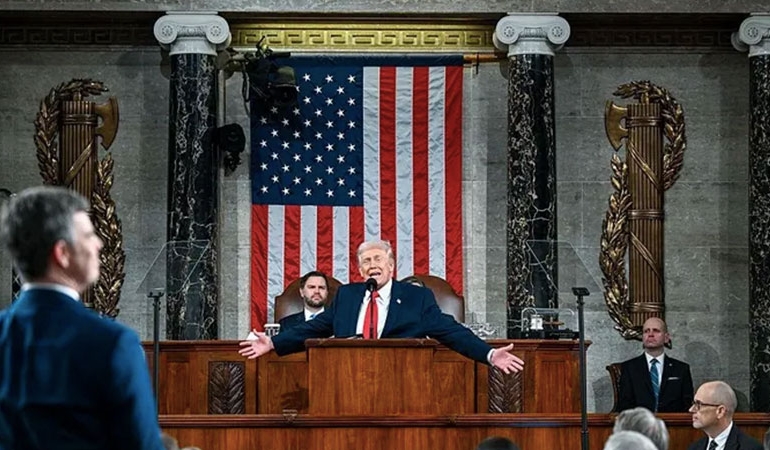 Trump’tan Kongre’de rekor süreli konuşma… ‘Yeni dostumuz ve ortağımız Venezuela…’