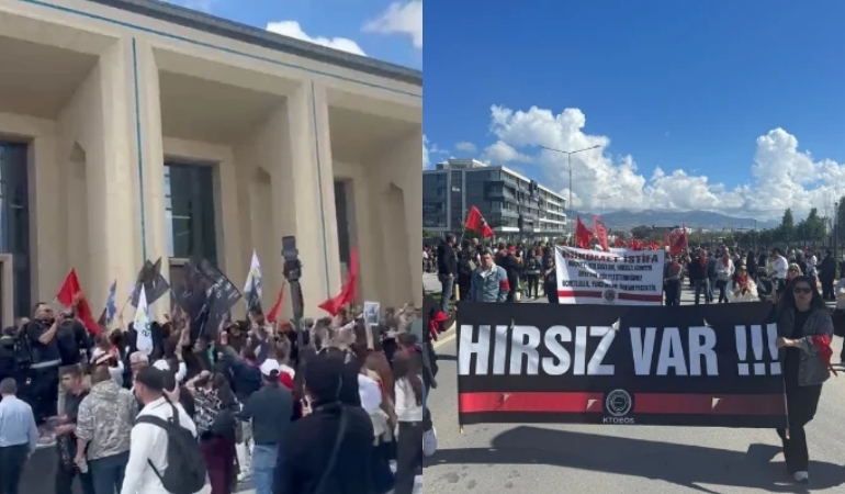KKTC’de hayat pahalılığı protesto edildi: Halk meclisi bastı