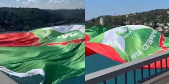 Fatih Sultan Mehmet Köprüsü’ne Amedspor bayrağı asıldı
