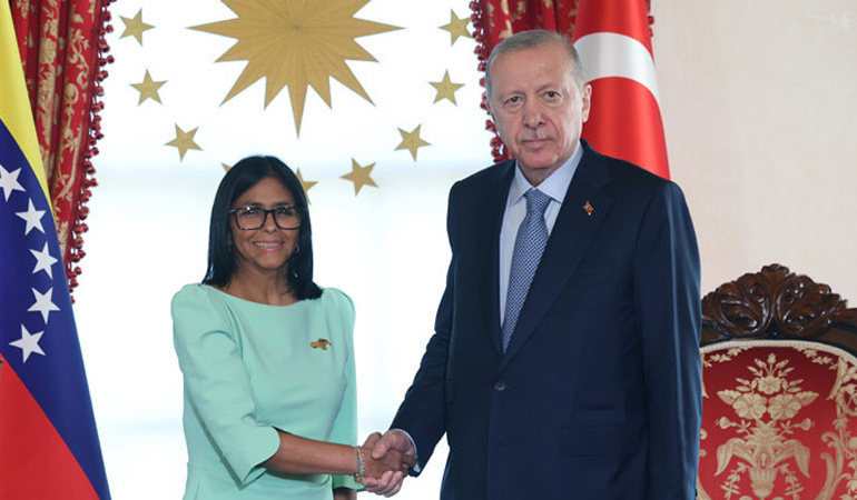 Erdoğan, Venezuela Geçici Devlet Başkanı Delcy Rodriguez ile bir araya geldi