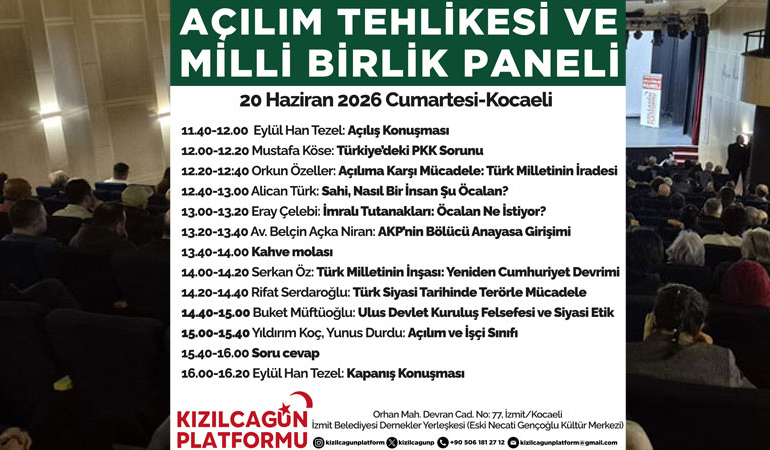 Kızılcagün Platformu Kocaeli’de buluşuyor: Açılım Tehlikesi ve Milli Birlik Paneli