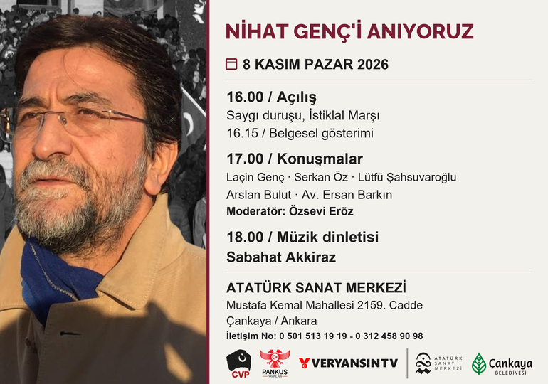 Nihat Genç, 8 Kasım’da Ankara’da düzenlenecek etkinlikle anılacak